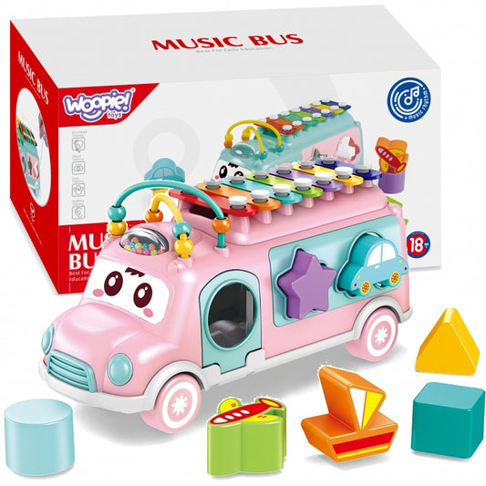 1-WOOPIE BABY Samochodzik Muzyczny Sorter z Cymbałkami Różowy-1