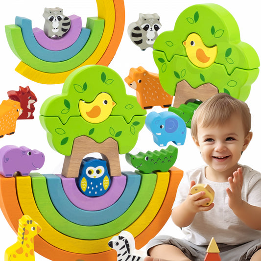 1-VIGA Drewniana Tęcza Układanka Klocki Kreatywne Montessori-1