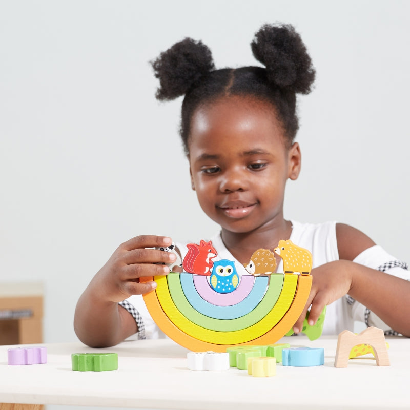 4-VIGA Drewniana Tęcza Układanka Klocki Kreatywne Montessori-4