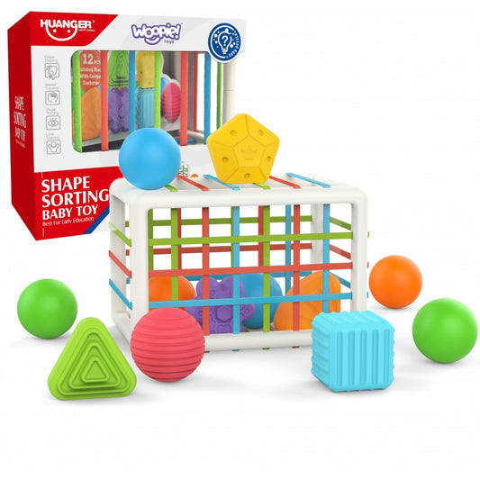WOOPIE BABY Elastyczna Kostka Sensoryczna Sorter dla Dzieci Kolorowe Kształty 13 el. - zabawki-dla-dziewczynki